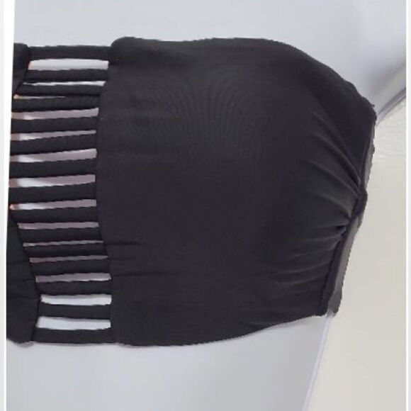 Xhilartion Swimwear Bikini Bandeau Top Womens Small Petite Black Bathing Suit - Picture 6 of 16